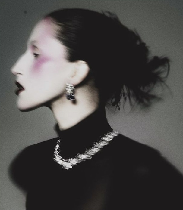 Profile portrait with pink blush