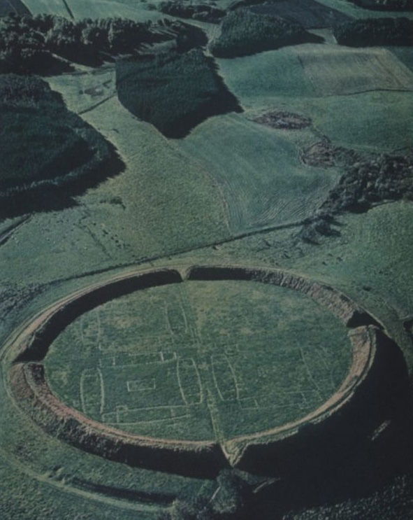 Aerial view of a circular earthwork
